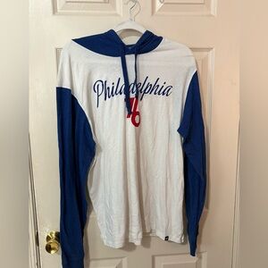 47 Brand Philadelphia 76ers Blue and White Super Lightweight Hoodie
